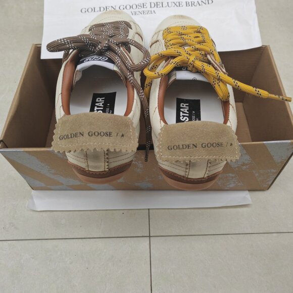 Golden Goose Cream and Brown Loafers with Yellow Accents - Picture 5 of 7